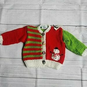 9/12m Handmade Snowman Cardigan